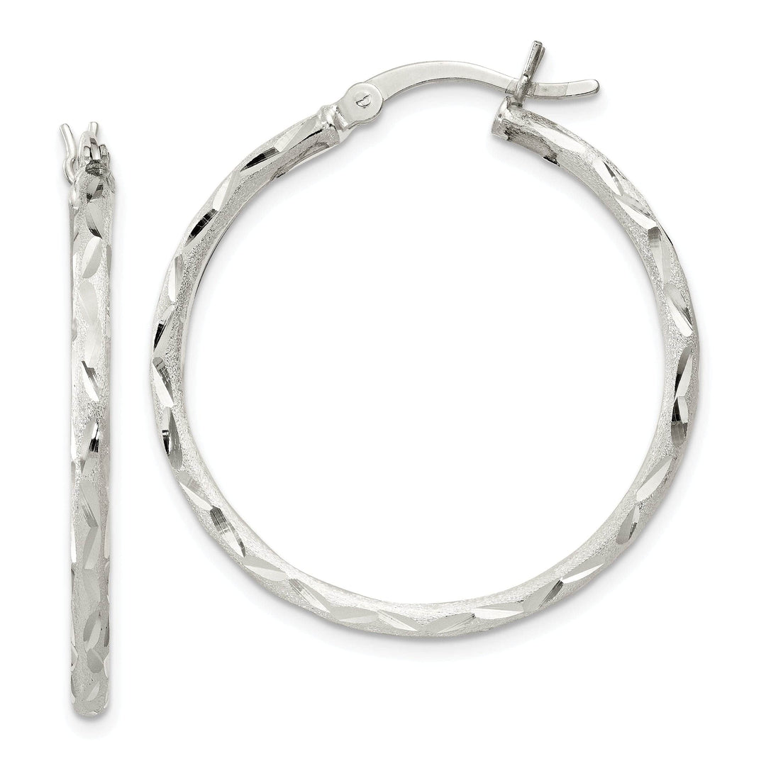 Lovely Rita's Earrings Silver Polished Satin D.C Hinged Hoop Earrings