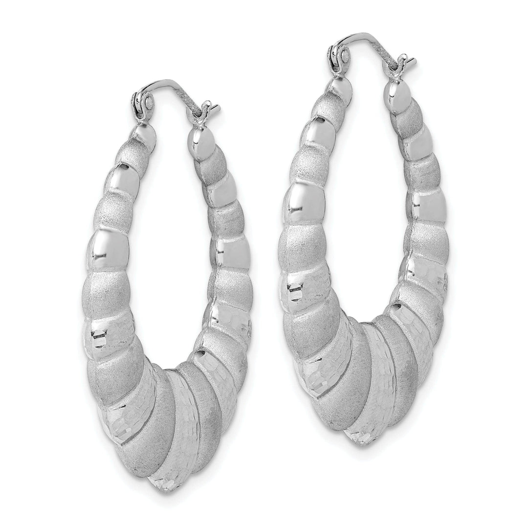 Lovely Rita's Earrings Silver Polished Satin Diamond Cut Scalloped Hoop E