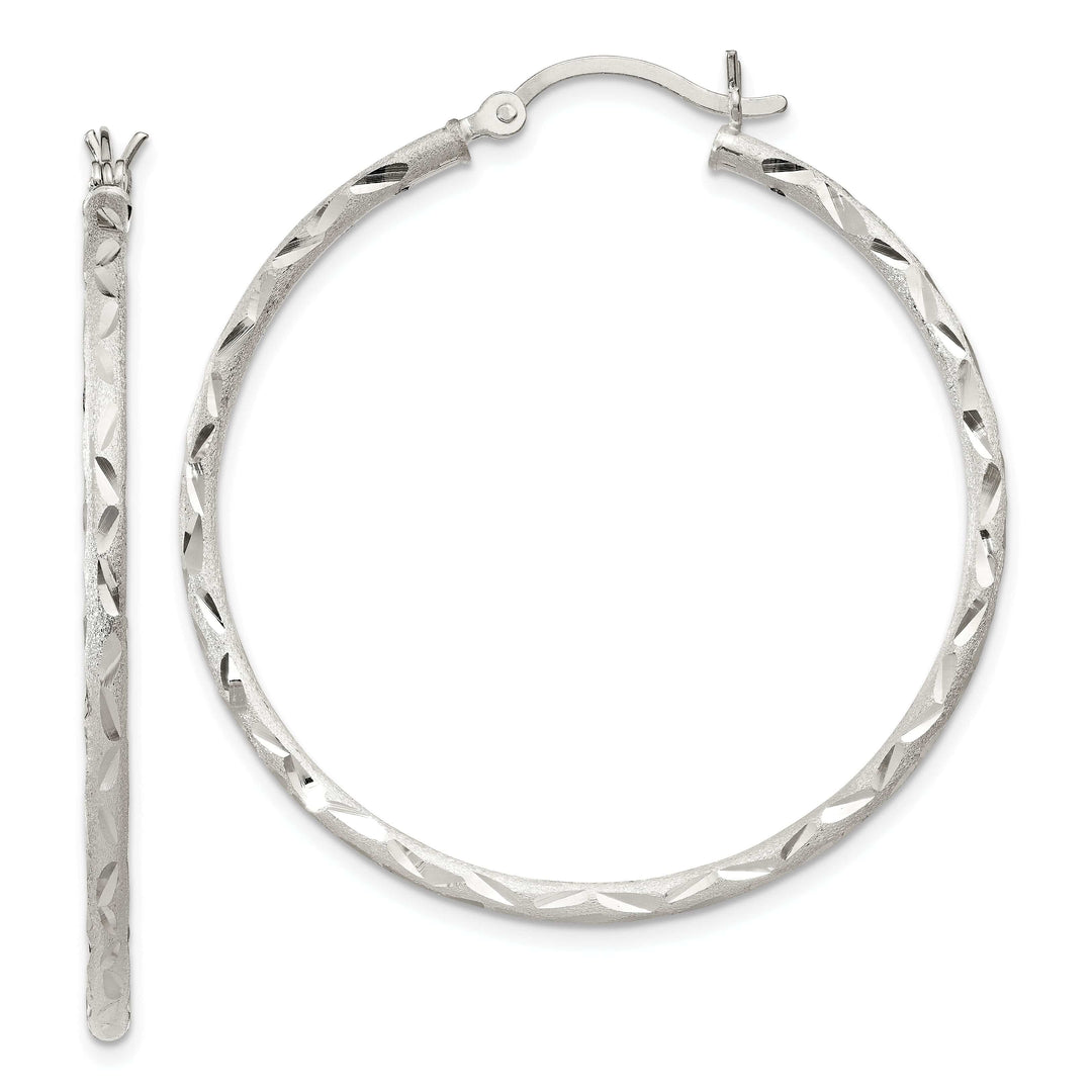 Lovely Rita's Earrings Silver Polished Satin Hinged Hoop Earrings