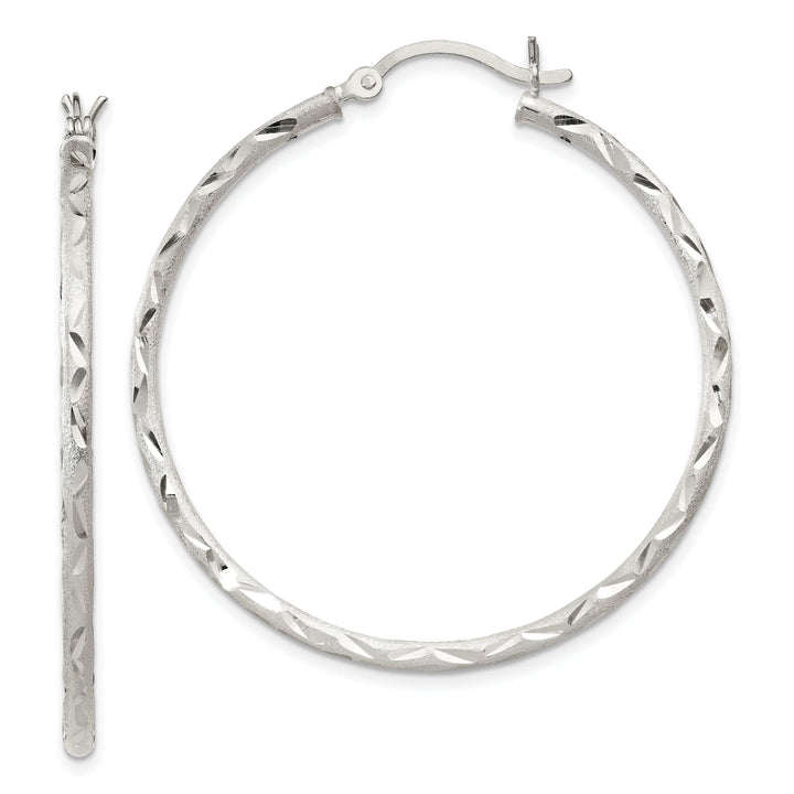 Lovely Rita's Earrings Silver Polished Satin Hinged Hoop Earrings