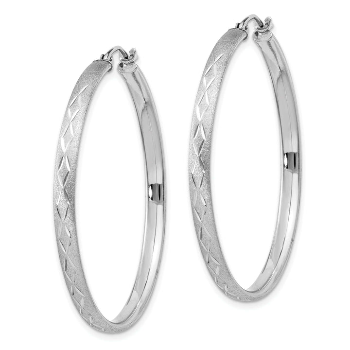 Lovely Rita's Earrings Silver Polished Textured D.C Hinged Hoop Earrings