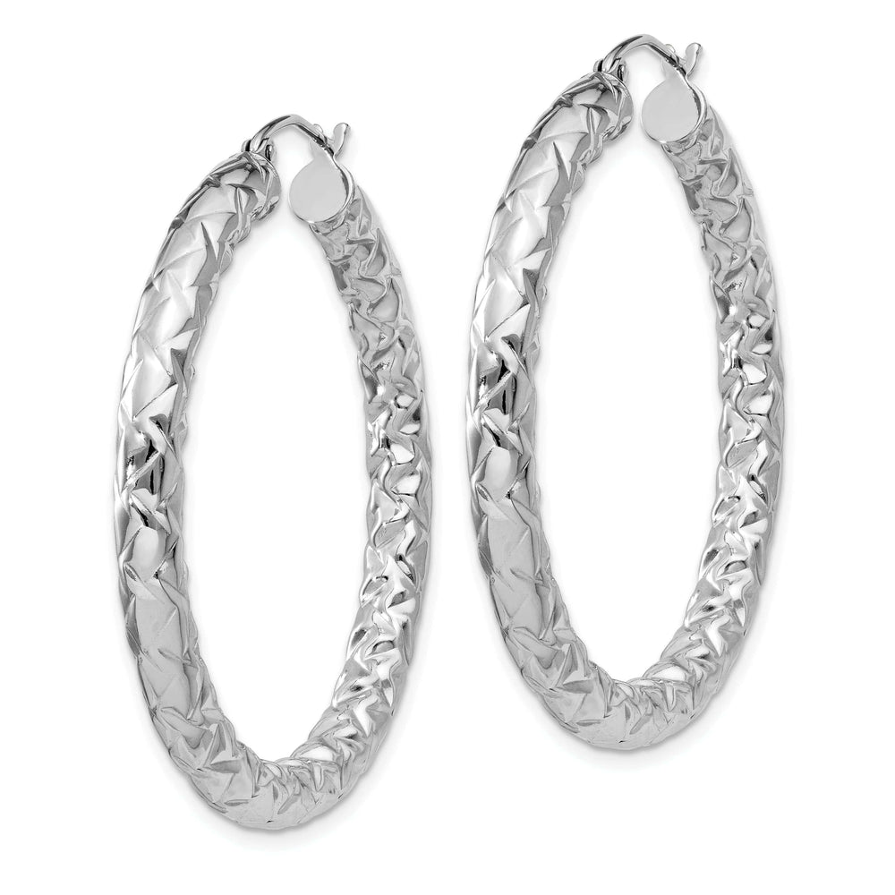 Lovely Rita's Earrings Silver Polished Textured D.C Hinged Hoop Earrings