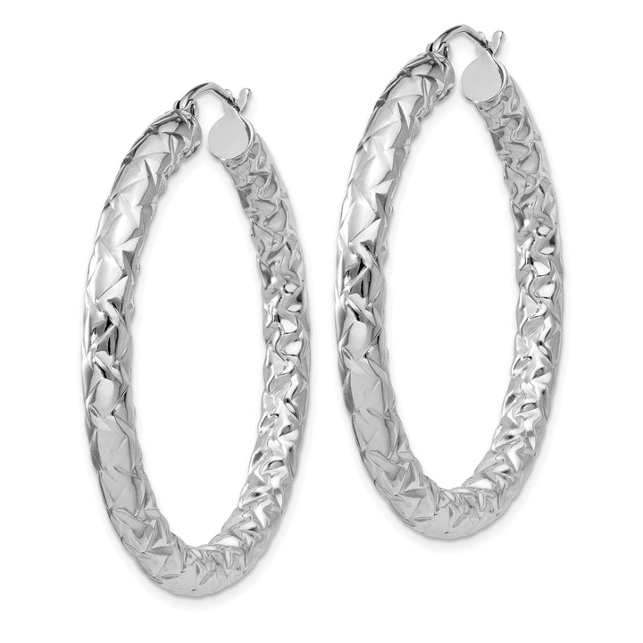 Lovely Rita's Earrings Silver Polished Textured D.C Hinged Hoop Earrings