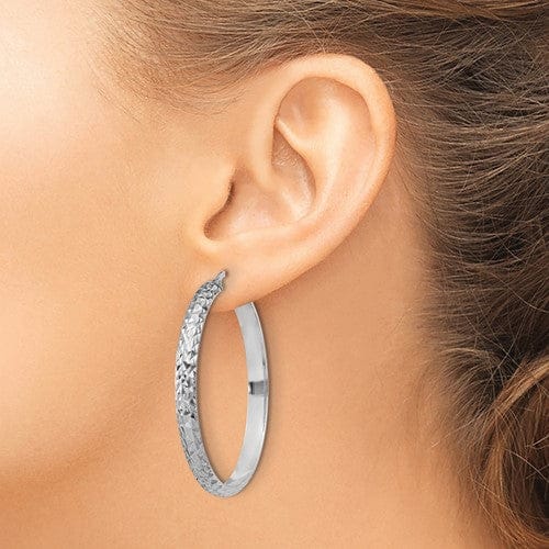 Lovely Rita's Earrings Silver Polished Textured D.C Hoop Earrings
