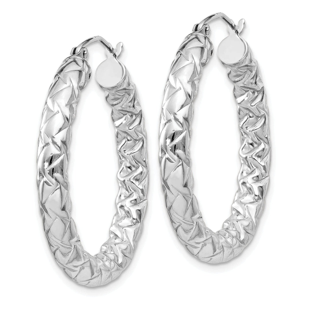 Lovely Rita's Earrings Silver Polished Textured Hinged Hoop Earrings
