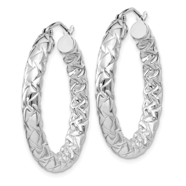 Lovely Rita's Earrings Silver Polished Textured Hinged Hoop Earrings