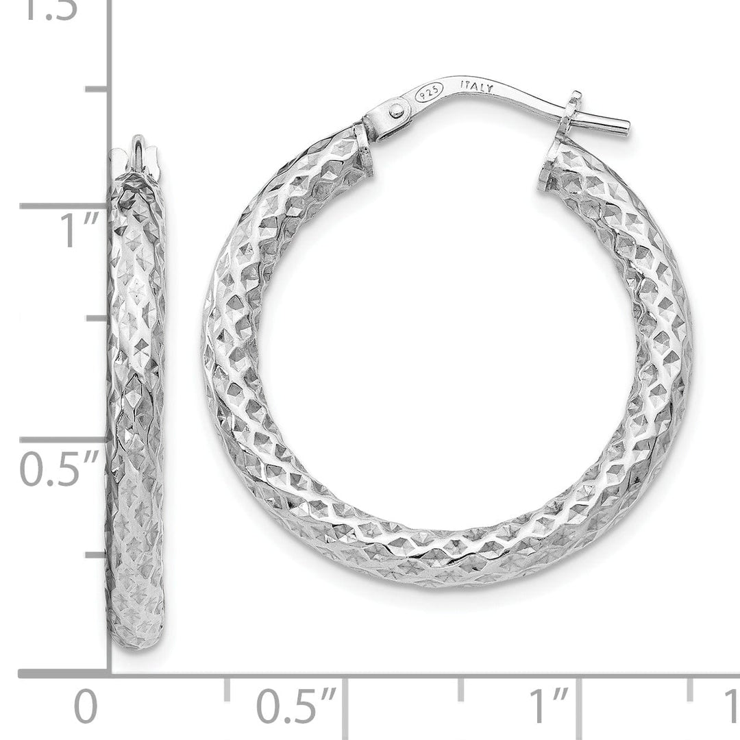 Lovely Rita's Earrings Silver Polished Textured Hinged Hoop Earrings