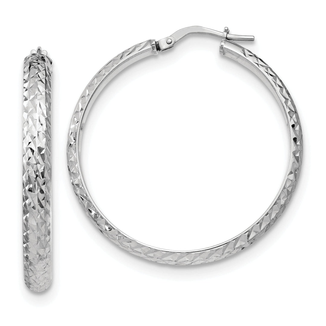 Lovely Rita's Earrings Silver Polished Textured Hoop Earrings
