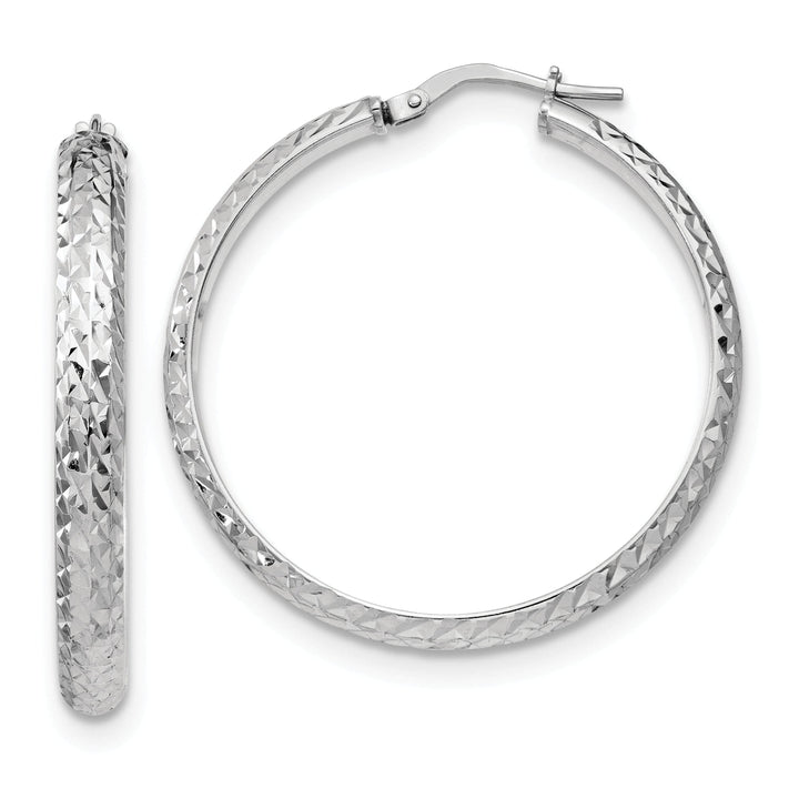 Lovely Rita's Earrings Silver Polished Textured Hoop Earrings