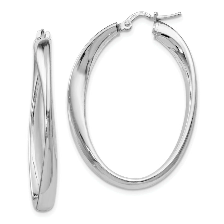 Lovely Rita's Earrings Silver Polished Twisted Oval Hoop Earrings