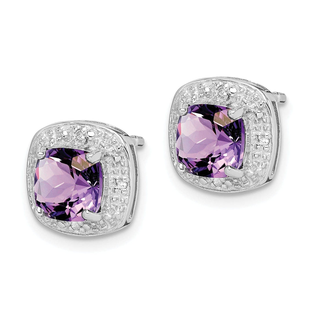 Lovely Rita's Earrings Silver Purple Amethyst Diamond Post Earrings