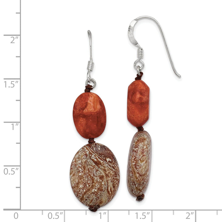 Lovely Rita's Earrings Silver Red Stone Zebra Jasper Dangle Earrings