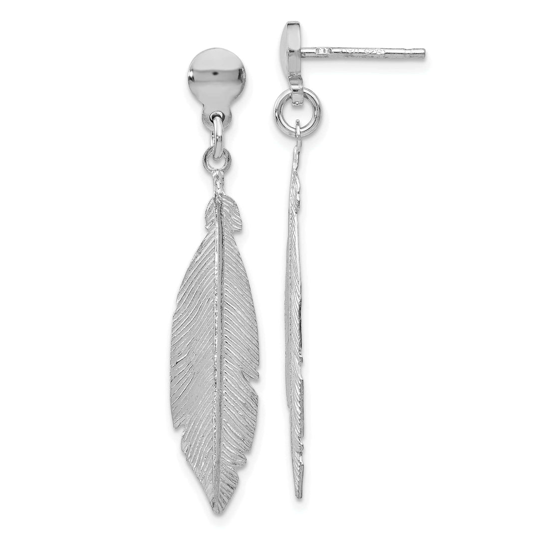 Lovely Rita's Earrings Silver Rhodium-plated Leaf Post Dangle Earrings