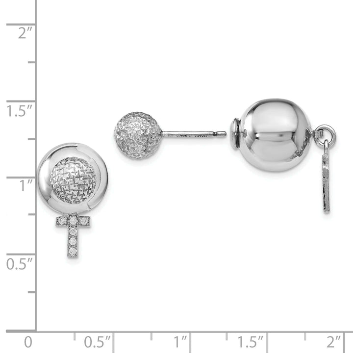 Lovely Rita's Earrings Silver Rhodium Polished Finish C.Z Cross Style Post Earrings