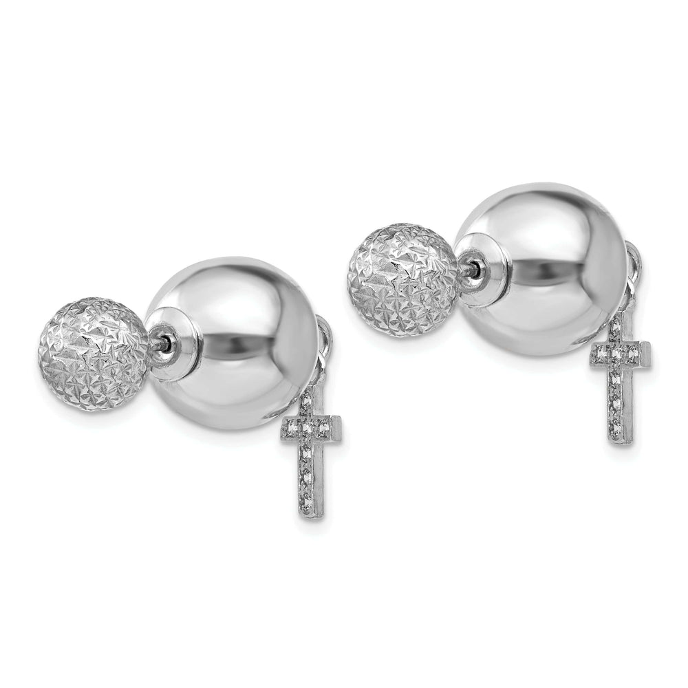 Lovely Rita's Earrings Silver Rhodium Polished Finish C.Z Cross Style Post Earrings