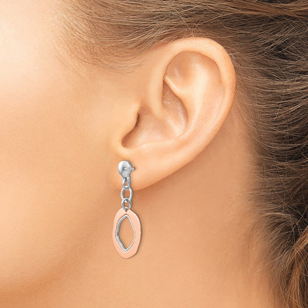 Lovely Rita's Earrings Silver Rose Gold-plated Post Dangle Earrings