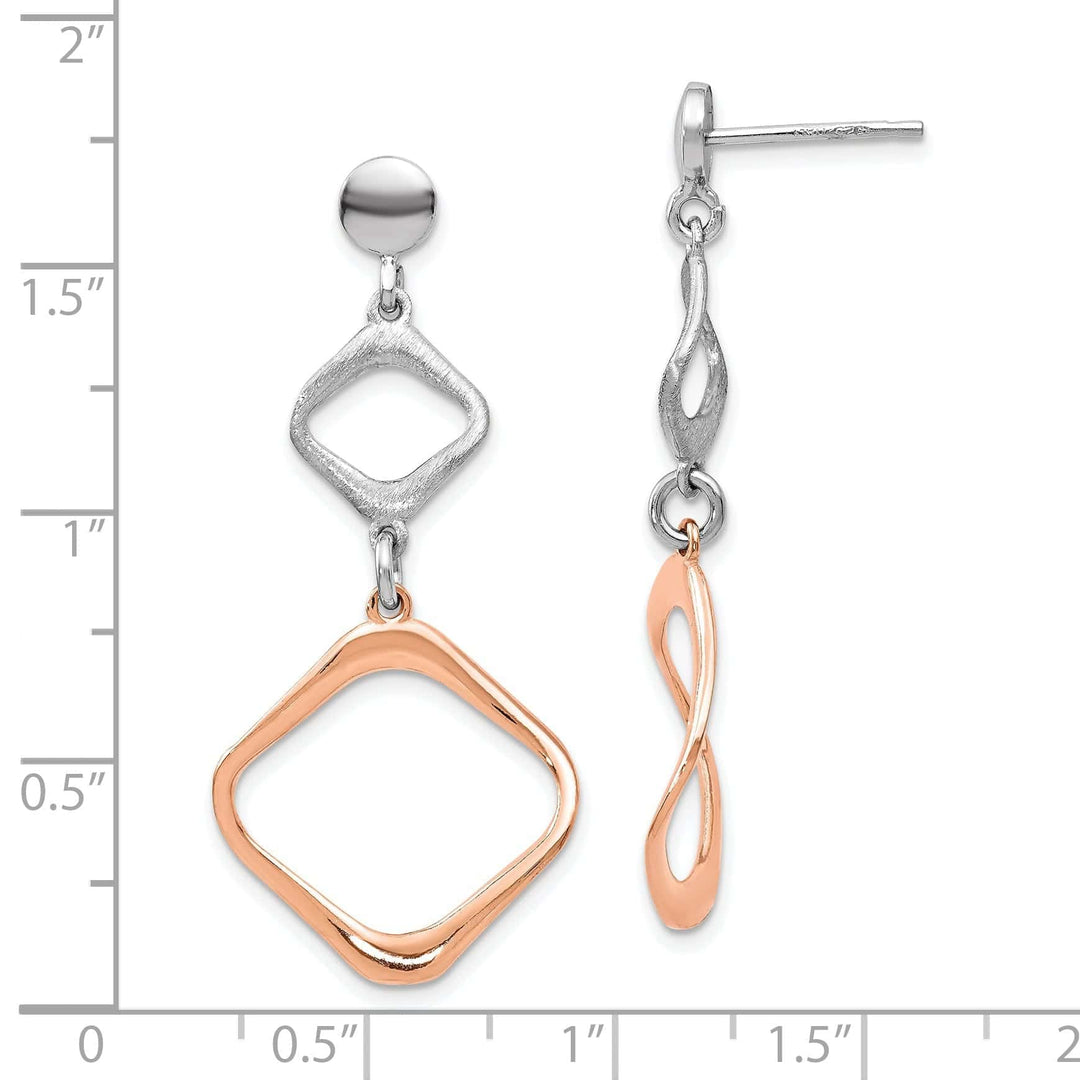 Lovely Rita's Earrings Silver Rose Gold-plated Post Dangle Earrings