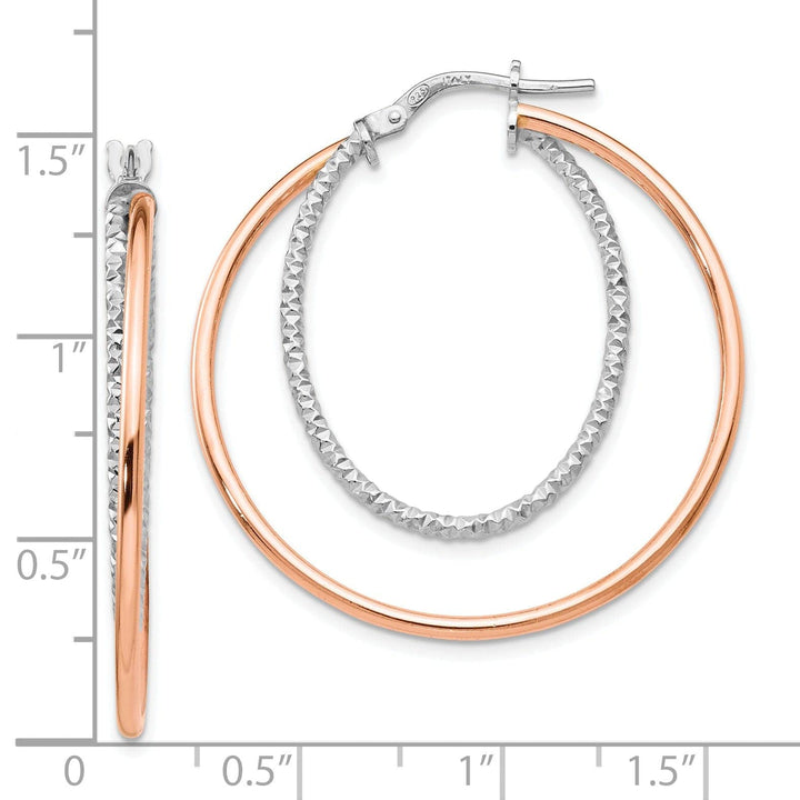 Lovely Rita's Earrings Silver Rose Gold-tone Diamond Cut Hoop Earrings