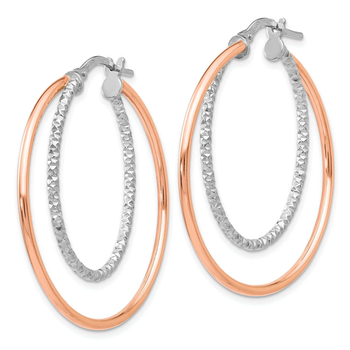 Lovely Rita's Earrings Silver Rose Gold-tone Diamond Cut Hoop Earrings