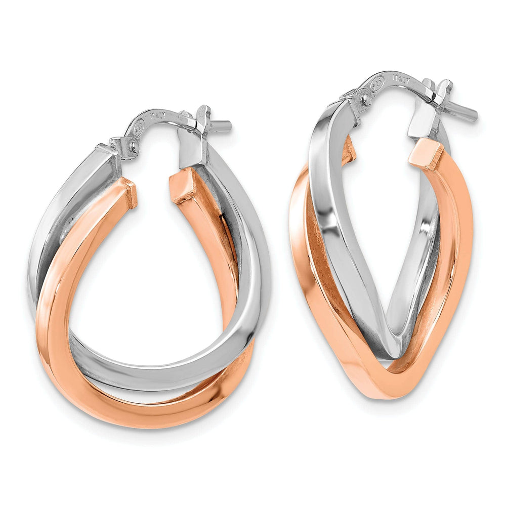 Lovely Rita's Earrings Silver Rose Gold-tone double Hoop Earrings