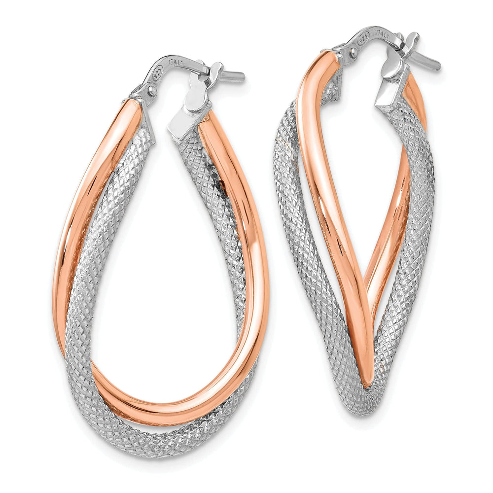 Lovely Rita's Earrings Silver Rose Gold-tone Textured Hoop Earrings
