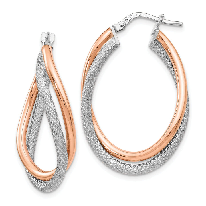 Lovely Rita's Earrings Silver Rose Gold-tone Textured Hoop Earrings