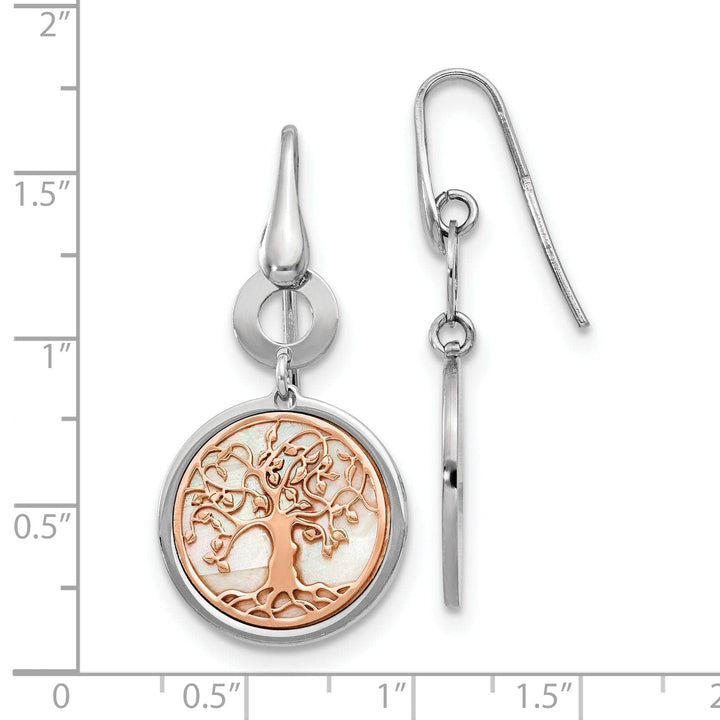 Lovely Rita's Earrings Silver Rose Gold Tree of Life Dangle Earrings