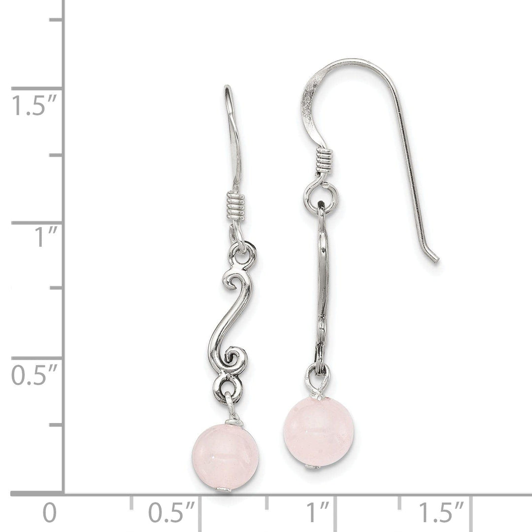Lovely Rita's Earrings Silver Rose Quartz Antiqued Dangle Earrings