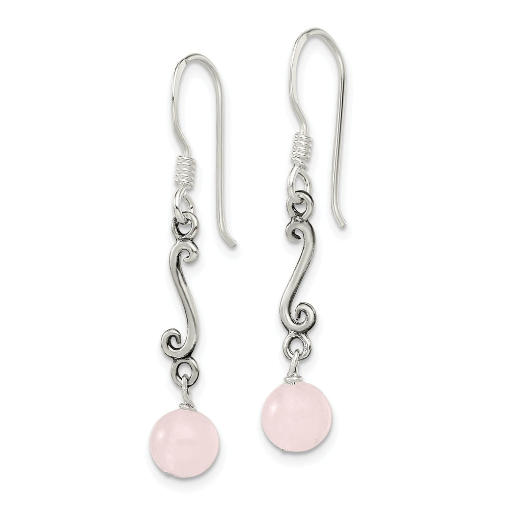 Lovely Rita's Earrings Silver Rose Quartz Antiqued Dangle Earrings