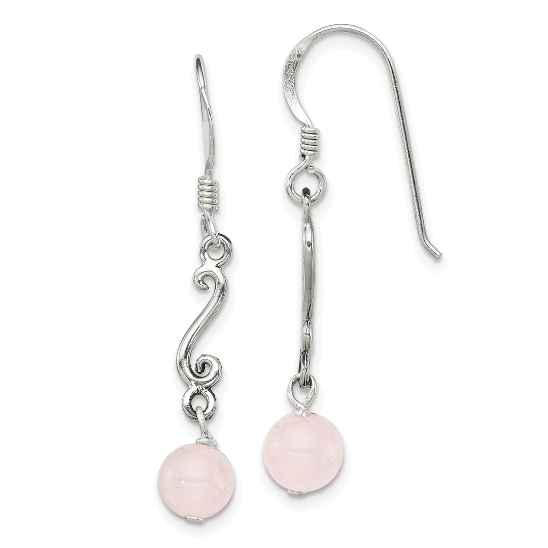 Lovely Rita's Earrings Silver Rose Quartz Antiqued Dangle Earrings