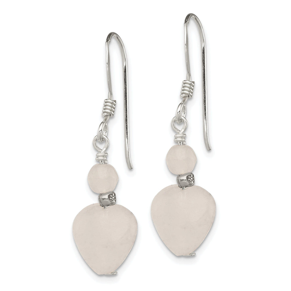 Lovely Rita's Earrings Silver Rose Quartz Heart Dangle Earrings