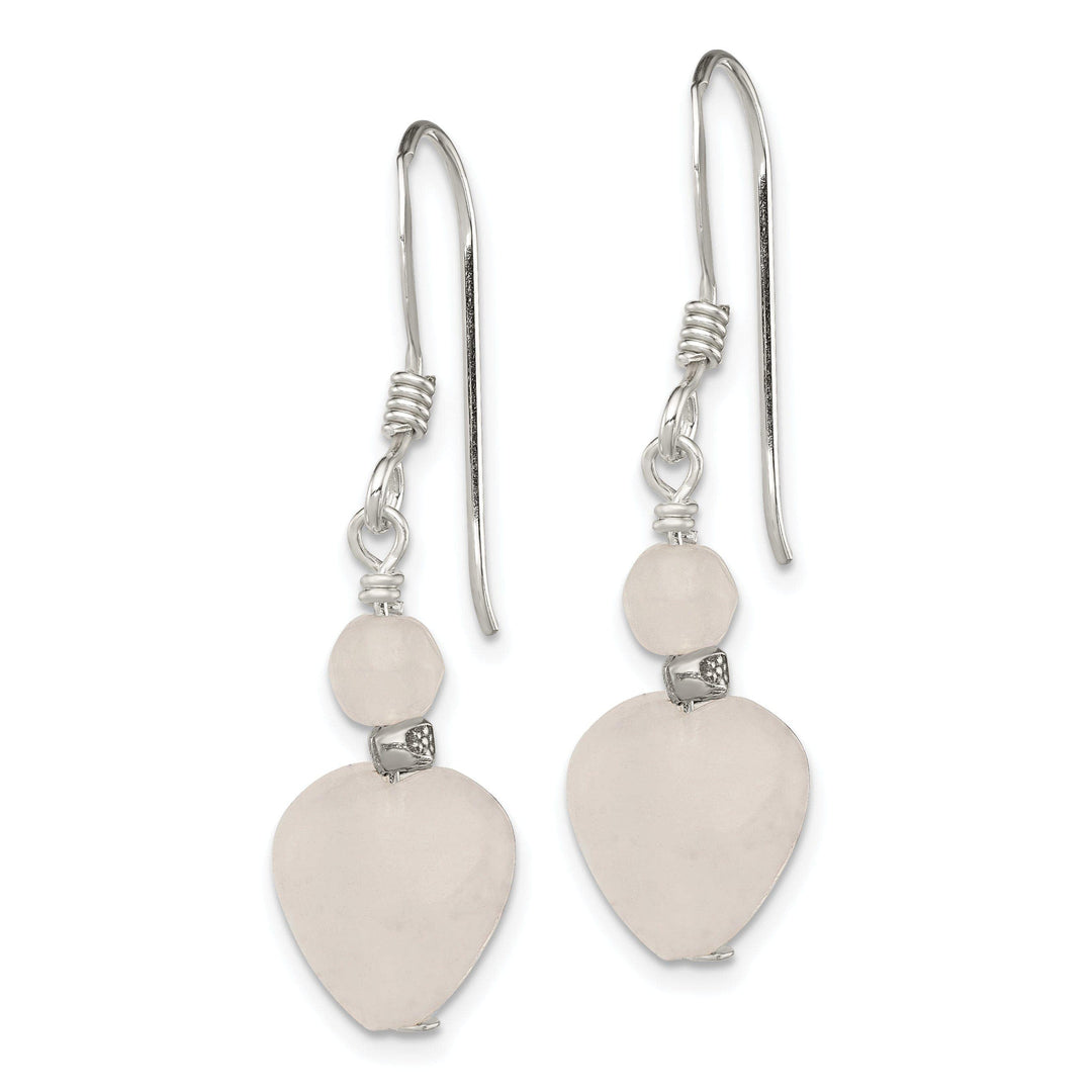 Lovely Rita's Earrings Silver Rose Quartz Heart Dangle Earrings
