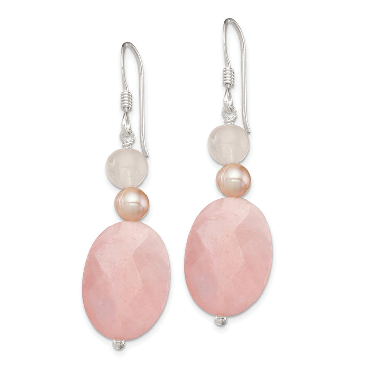 Lovely Rita's Earrings Silver Rose Quartz Pink Pearl Dangle Earrings