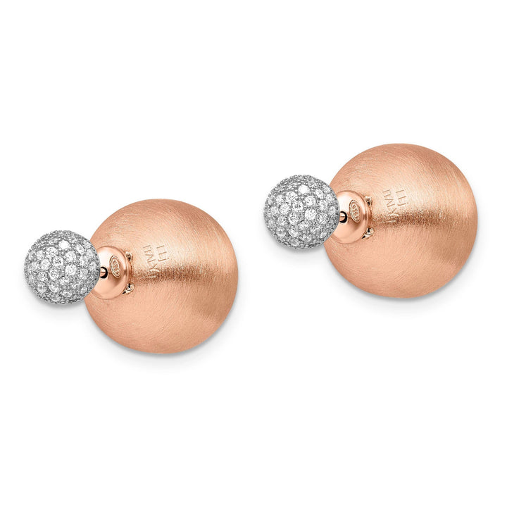 Lovely Rita's Earrings Silver Rose-tone C.Z Front Back Earrings