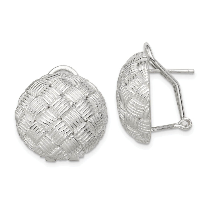 Lovely Rita's Earrings Silver Round Basket Woven Omega Back Earrings