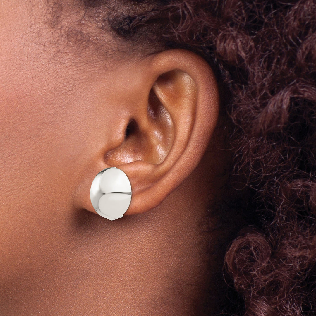 Lovely Rita's Earrings Silver Round Non-Pierced Button Earrings 18MM