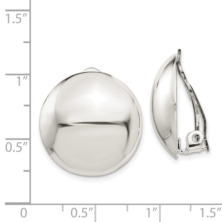 Lovely Rita's Earrings Silver Round Non-Pierced Button Earrings 22MM