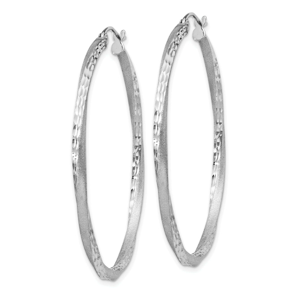 Lovely Rita's Earrings Silver Satin Diamond Cut Twist Hoop Earrings