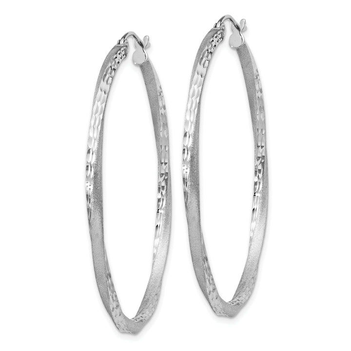 Lovely Rita's Earrings Silver Satin Diamond Cut Twist Hoop Earrings