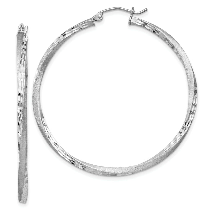 Lovely Rita's Earrings Silver Satin Diamond Cut Twist Hoop Earrings
