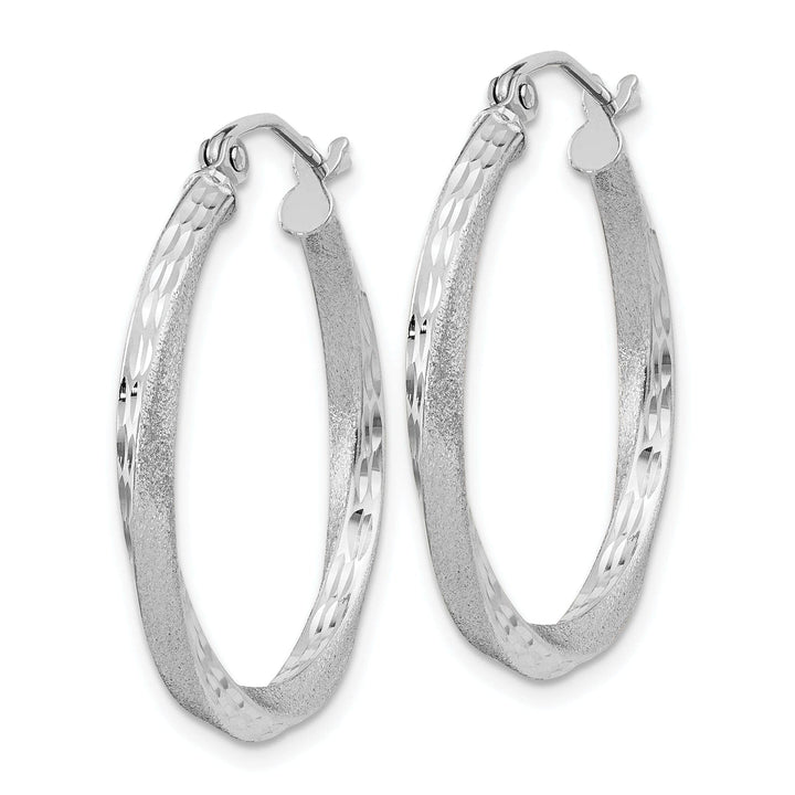 Lovely Rita's Earrings Silver Satin Diamond Cut Twist Hoop Earrings