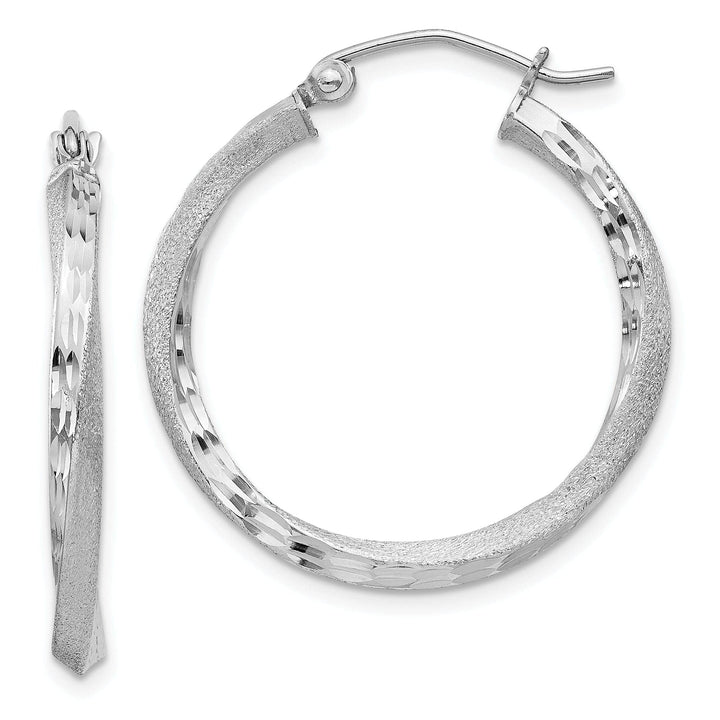 Lovely Rita's Earrings Silver Satin Diamond Cut Twist Hoop Earrings