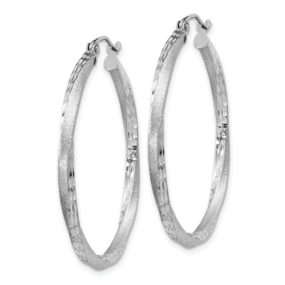 Lovely Rita's Earrings Silver Satin Diamond Cut Twist Hoop Earrings