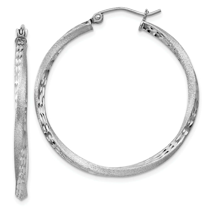 Lovely Rita's Earrings Silver Satin Diamond Cut Twist Hoop Earrings