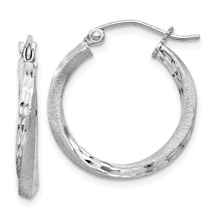 Lovely Rita's Earrings Silver Satin Diamond Cut Twist Hoop Earrings