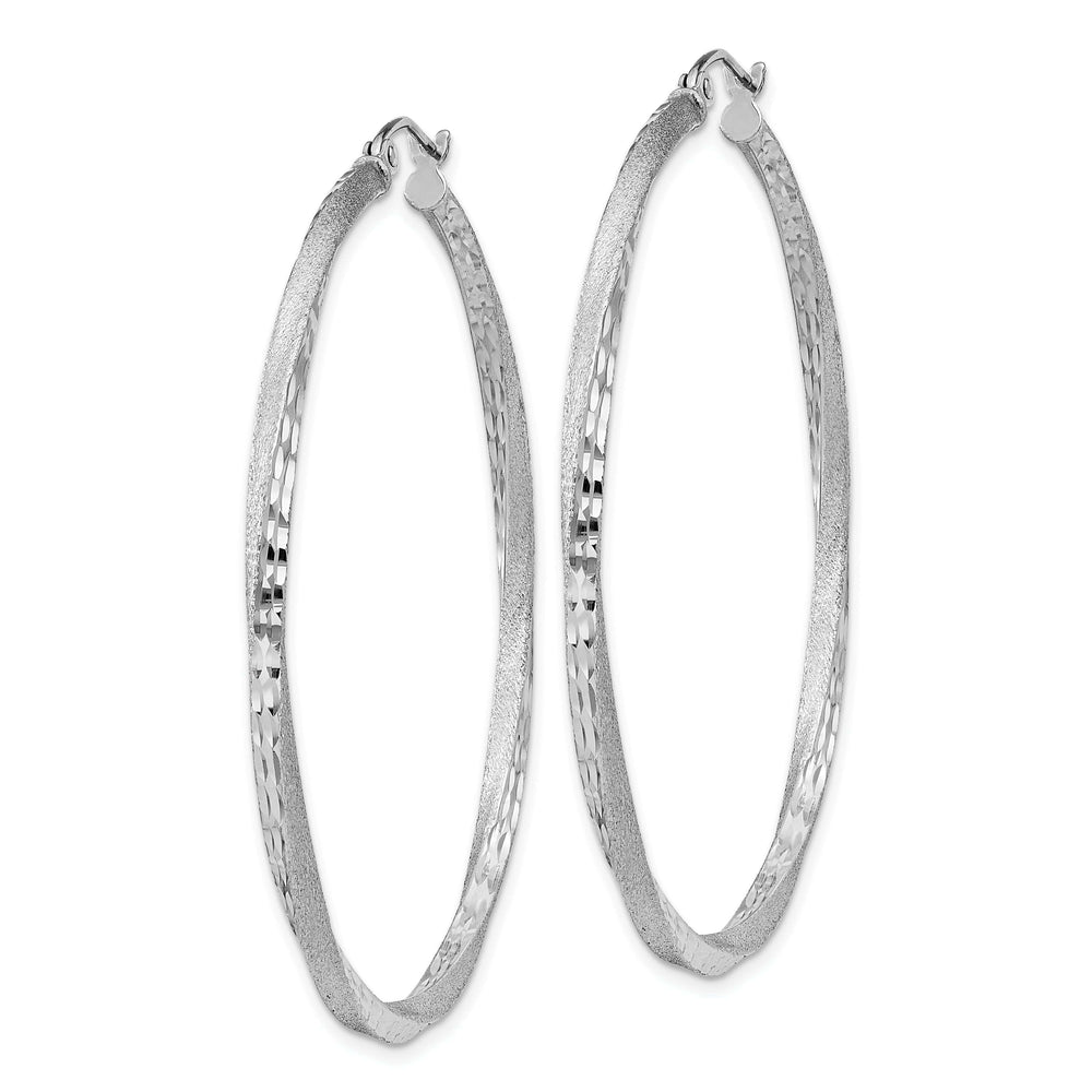Lovely Rita's Earrings Silver Satin Diamond Cut Twist Hoop Earrings