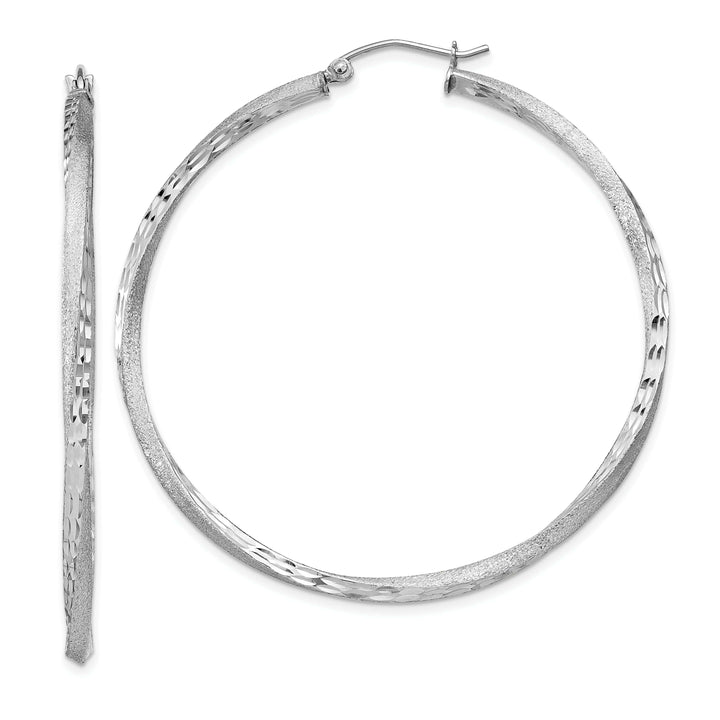 Lovely Rita's Earrings Silver Satin Diamond Cut Twist Hoop Earrings