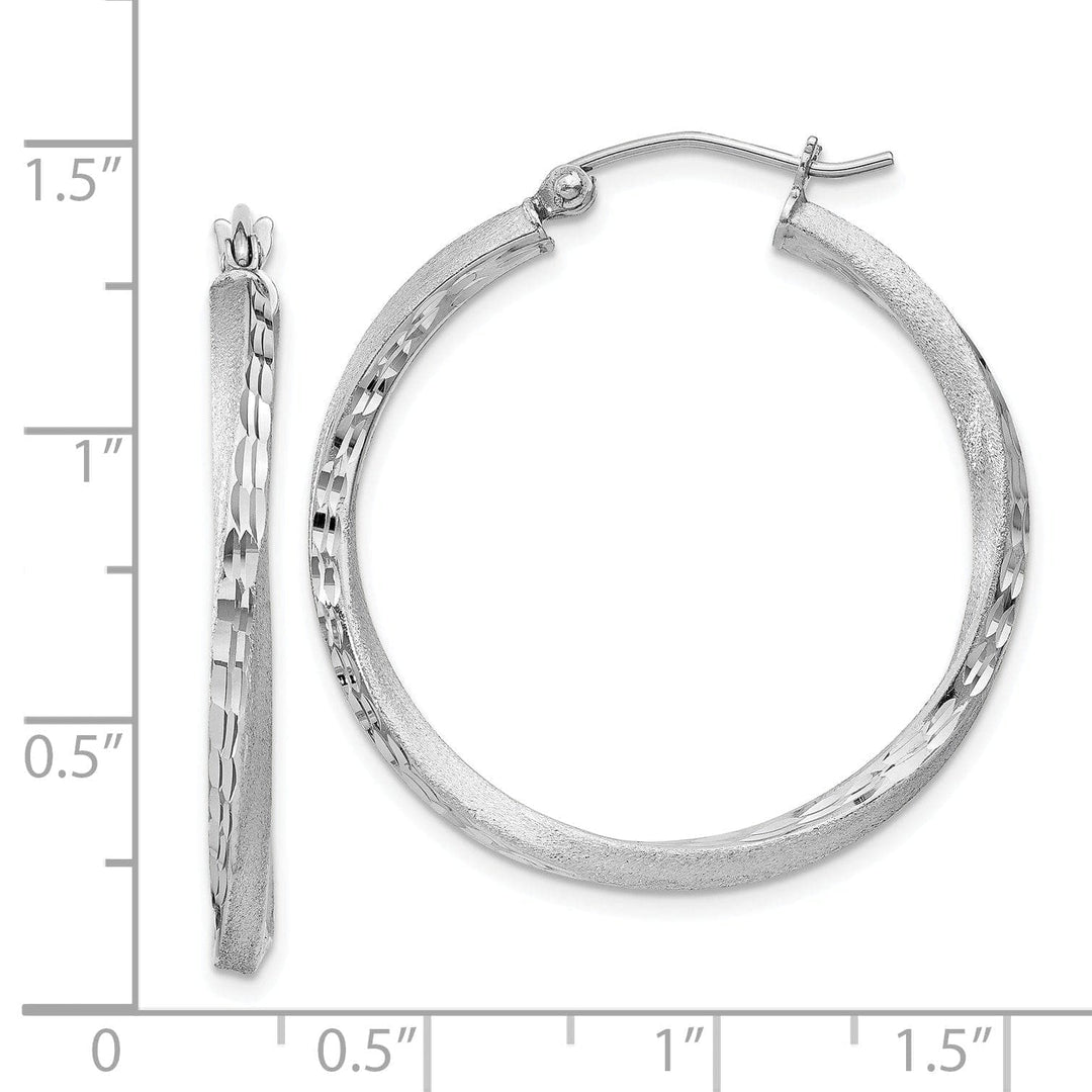 Lovely Rita's Earrings Silver Satin Diamond Cut Twist Hoop Earrings