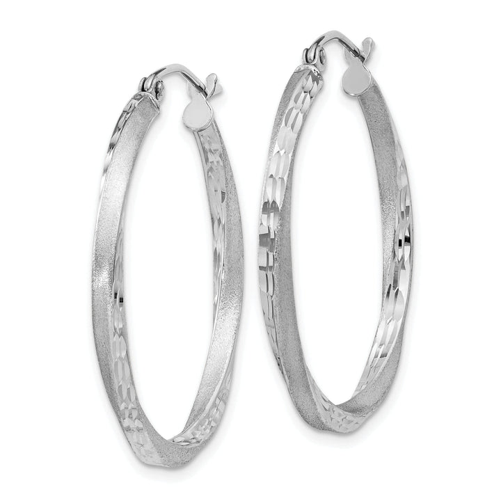 Lovely Rita's Earrings Silver Satin Diamond Cut Twist Hoop Earrings