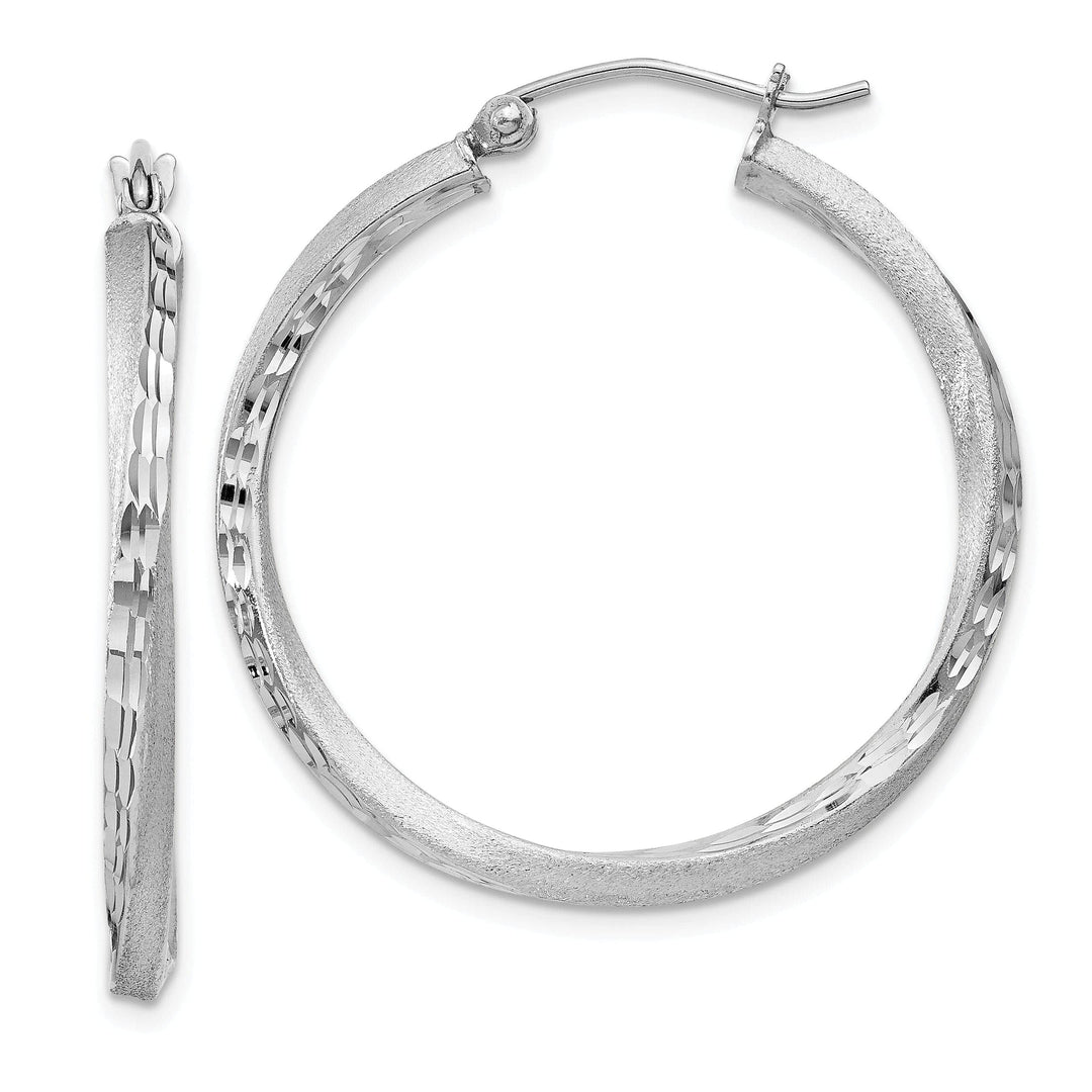Lovely Rita's Earrings Silver Satin Diamond Cut Twist Hoop Earrings